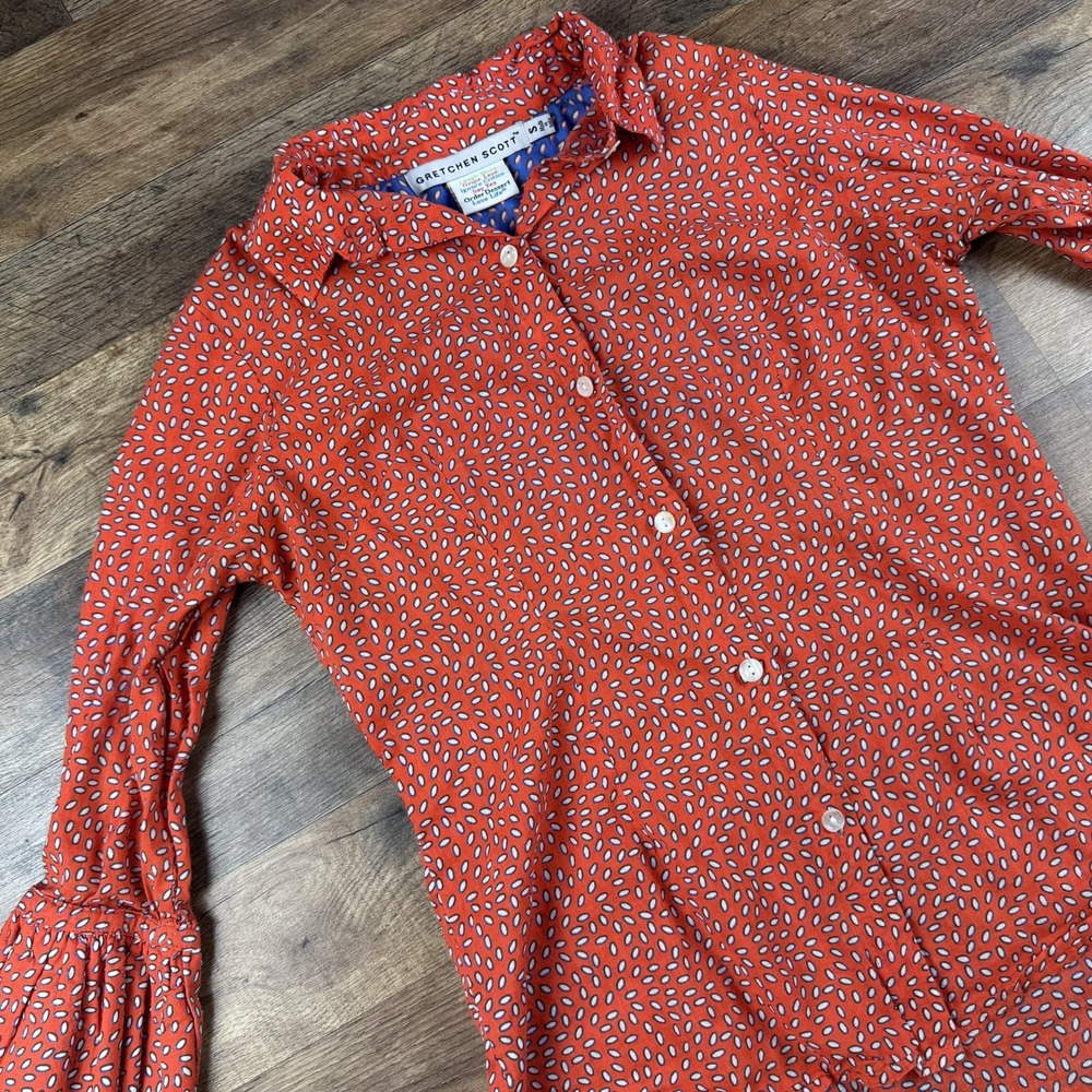 Gretchen Scott Designs Red Printed Button-Up Blouse